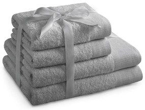 Set di asciugamani per viso e corpo tipo terry grigi in cotone 4 pz Amari – Restilo