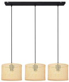 Lampadario a sospensione con filo ALBA 3xE27/15W/230V rattan/nero