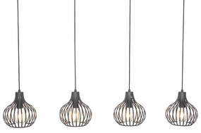 Lampada a sospensione smart nera a 4 luci incl. 4 Wifi G95 - Saffira