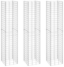 Fioriere Rialzate a Gabbione 3 pz 30x30x150 cm in Ferro