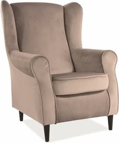Poltrona Baron in velluto beige - Blu28/wenge