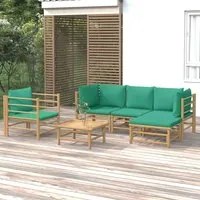 Set Salotto da Giardino 6pz con Cuscini Verdi Bamb 3155147