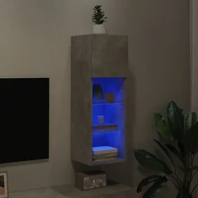 Mobile tv con luci led grigio cemento 30,5x30x90 cm