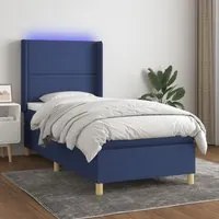 Letto a Molle con Materasso e LED Blu 90x200 cm in Tessuto 3138771