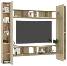 Set porta tv 8 pz rovere sonoma in truciolato