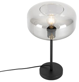 Lampada da tavolo Art Déco nera con vetro fumé - Bizle