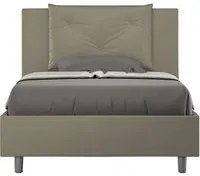 Letto una piazza e mezza con rete imbottito 120x190 similpelle cappuccino Appia