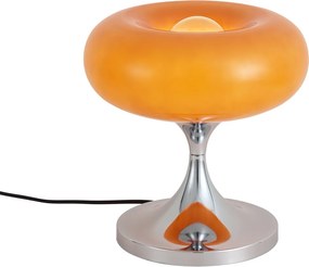 Lampada da tavolo retrò cromata con paralume in vetro arancione 31 cm - Glaze
