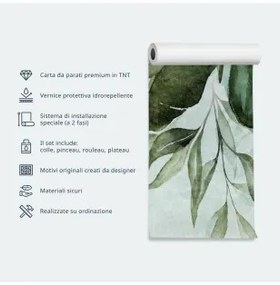 Carta da parati - Home herbarium - subtle floral motif with flowers in watercolour style Lavabile 150x105