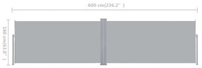 Tenda da Sole Laterale Retrattile 160x600 cm Grigia