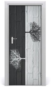 Adesivo per porta interna Alberi sul muro 75x205 cm