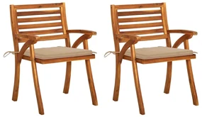 Sedie da pranzo da giardino con cuscini 2 pz massello di acacia