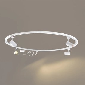 Sistema di illuminazione a binario moderno con 4 faretti bianchi monofase rotondi - Iconic Jeana