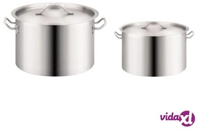 vidaXL Set di Pentole 2 pz 44/24 L in Acciaio Inossidabile