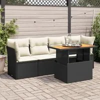 Set Divani da Giardino 5 pz con Cuscini in Polyrattan Nero 3326877