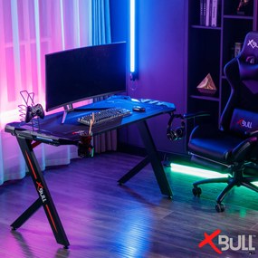 X-Bull Scrivania Gaming con LED, per PC e Ufficio Completa di Accessori - 120x61x73cm