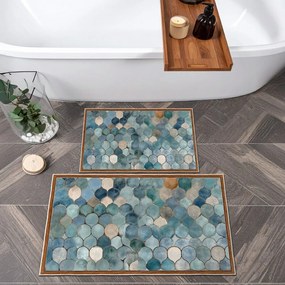 Set di tappetini per il bagno blu 2 pz 60x100 cm – Foutastic