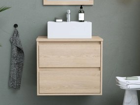 Mobile per bagno sospeso con lavabo da appoggio 60 cm Placcatura rovere - MILIPAM
