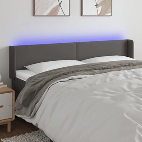 Testiera A Led Grigia 183x16x78/88 Cm İn Similpelle /