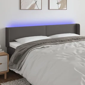 Testiera A Led Grigia 183x16x78/88 Cm İn Similpelle /