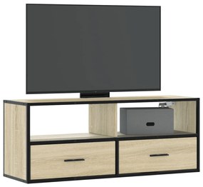 Mobile Tv Rovere Sonoma 100x31x39,5cm Legno Multistrato Metallo /
