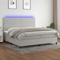 Letto a Molle Materasso e LED Grigio Chiaro 200x200 cm Tessuto 3134981