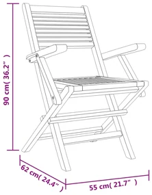 Sedie da giardino pieghevoli 6pz 55x62x90cm legno massello teak