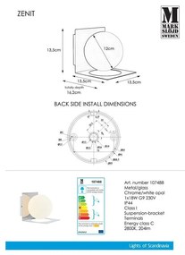 Lampada da parete in argento Zenit - Markslöjd