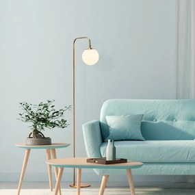 Lampada da terra color ottone con paralume in vetro (altezza totale 27 cm) Viran – Opviq lights