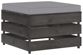 Ottomana Modulare Con Cuscino İn Legno Impregnato Grigio /