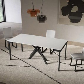 Consolle allungabile Libo Evolution - Bianco frassino telaio antracite 90x40/300 cm