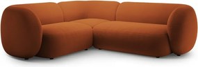 Divano angolare color terracotta (con penisola a sinistra/a L) con rivestimento in velluto Kate – Micadoni