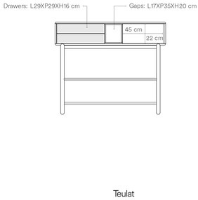 Consolle grigio scuro 35x120 cm Corvo - Teulat