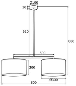 Argon 0900 - Lampadario su palo KARIN 2xE27/15W/230V bianco