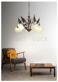 Lampadario tristano marrone 5 luci attacco e14 d,62x100cm in metall...