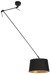 Lampada a sospensione nera con paralume in cotone nero e oro 35 cm - Blitz