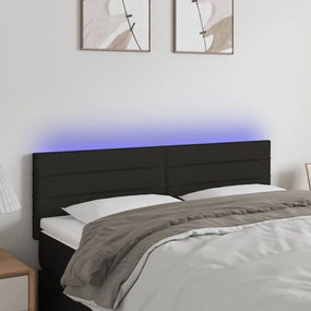 Testiera A Led Nera 144x5x78/88 Cm İn Tessuto /