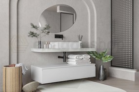 Mobile bagno grigio bianco opaco 120x50 Oasy un cassetto con top e lavabo rettangolare da appoggio