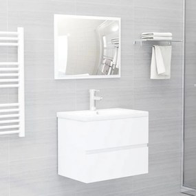 Set Mobili Da Bagno 2 Pz Bianco İn Legno Multistrato /