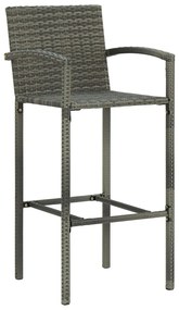 Set bar da giardino 5 pz con braccioli in polyrattan grigio