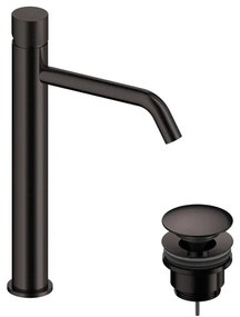 Rubinetto per lavabo a canna alta Loop K grigio spazzolato in ottone SANYCCES