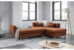 Divano letto angolare arancio mattone L, angolo destro Scandic Lagom - Miuform