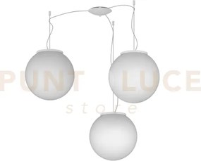 Mars sospensione spostabile vetro bianco d.30 cm 3 luci attacco e27