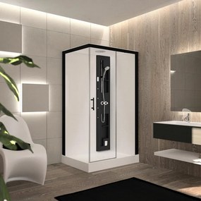 Cabina doccia idromassaggio rettangolare PERLA dx 120 x 80 cm nero e bianco con miscelatore meccanico e hammam