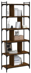 Libreria rovere marrone 6 ripiani 76x32x192cm legno multistrato