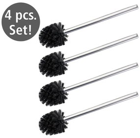 Set di scopini WC color argento lucido in acciaio inox con spazzola di ricambio 4 pz Ø8cm – Wenko