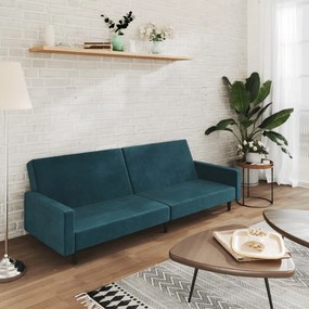 Divano Letto A 2 Posti Blu İn Velluto /