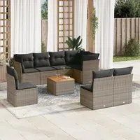 Set Divano da Giardino 9 pz con Cuscini Grigio in Polyrattancod mxl 89393