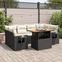 Set Divani da Giardino con Cuscini 7pz Nero Polyrattan 3327115