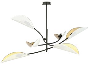 Sospensione Nordica 6 Luci Ares In Acciaio Nero Bianco E Oro Bracci Regolabili